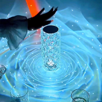 16 Colors LED Crystal Lamp Rose Light Touch Table Lamps Bedroom